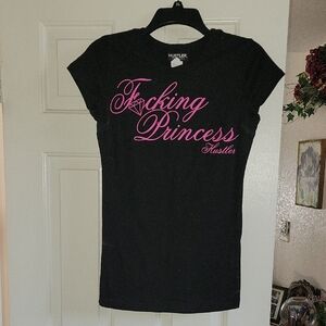 Hustler Hollywood Black Tee with Pink Accents